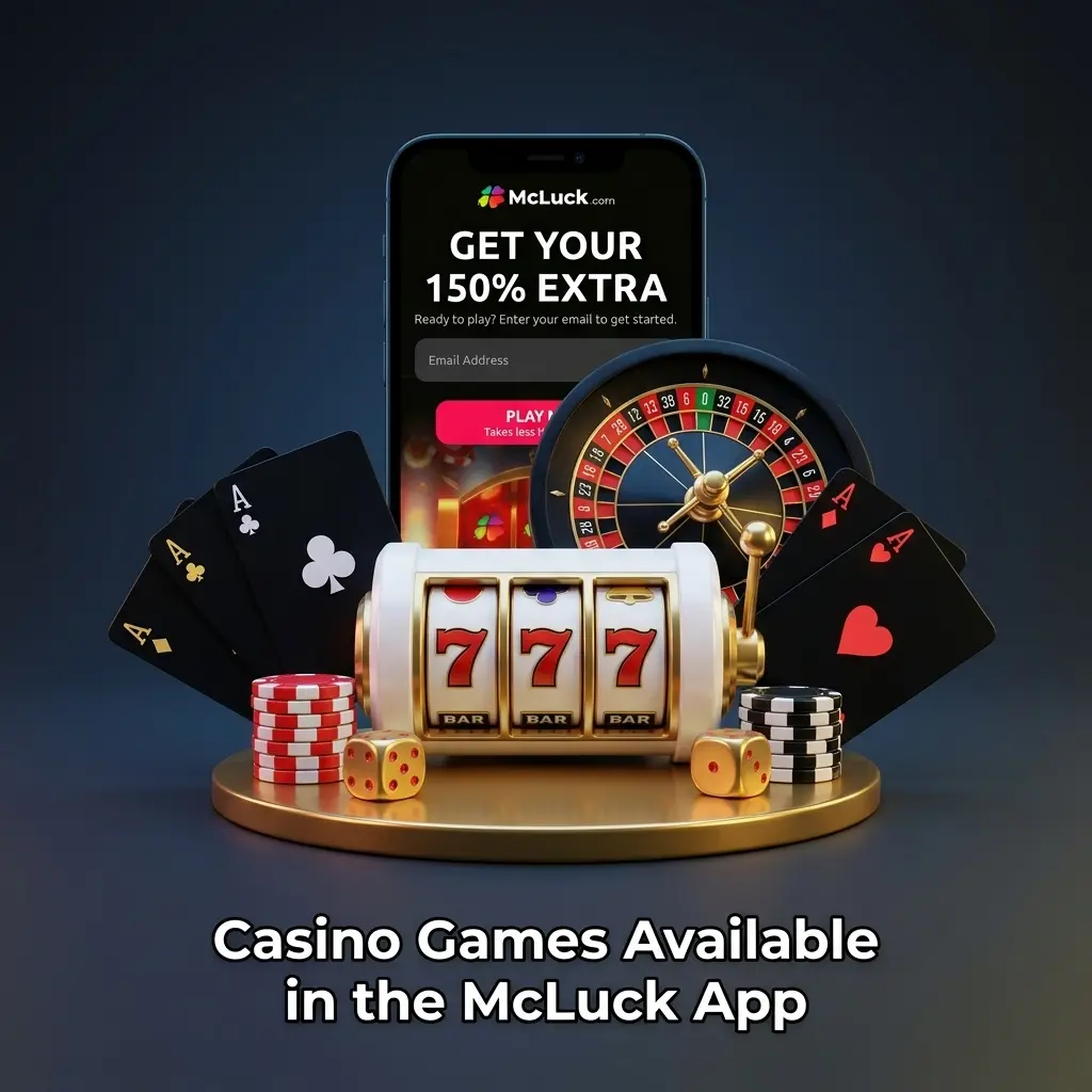 McLuck app casino games including slots, blackjack, roulette, video poker, baccarat, keno, and scratch cards