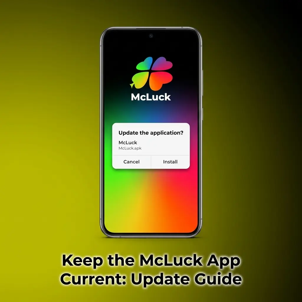 McLuck app update guide showing Android APK download process and iOS PWA automatic update steps