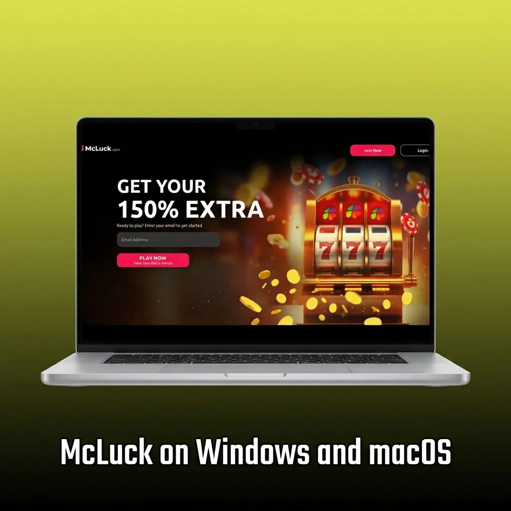 McLuck casino platform accessed via browser on Windows and macOS desktop, no download required