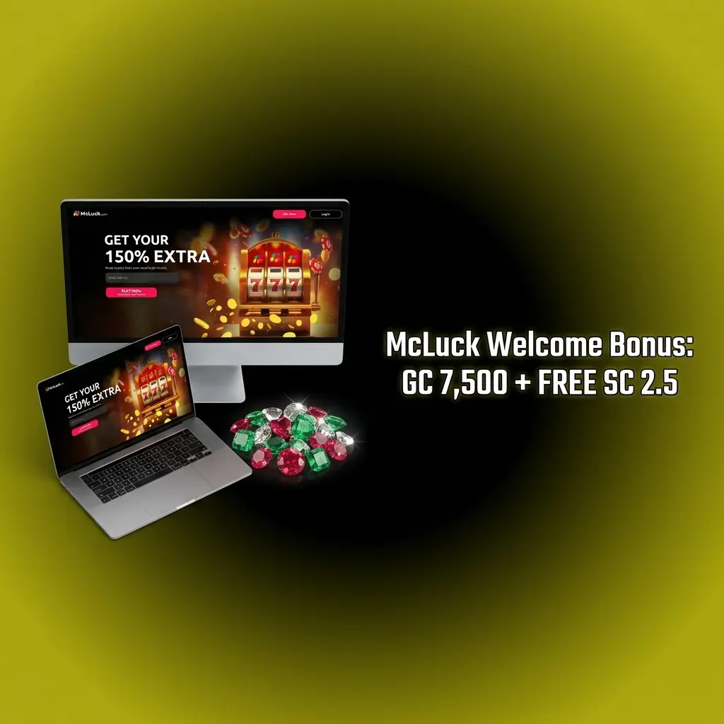 McLuck welcome bonus offering GC 7,500 Gold Coins and FREE SC 2.5 Sweeps Coins with no deposit required for new US players