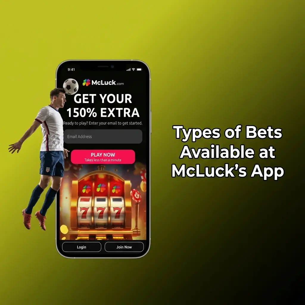 McLuck sportsbook app bet types including single, parlay, moneyline, point spread, and over/under options