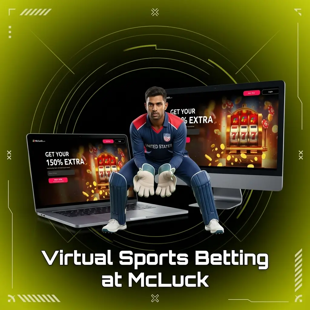 Virtual sports betting at McLuck featuring soccer, horse racing, basketball, and greyhound racing with RNG-based simulation