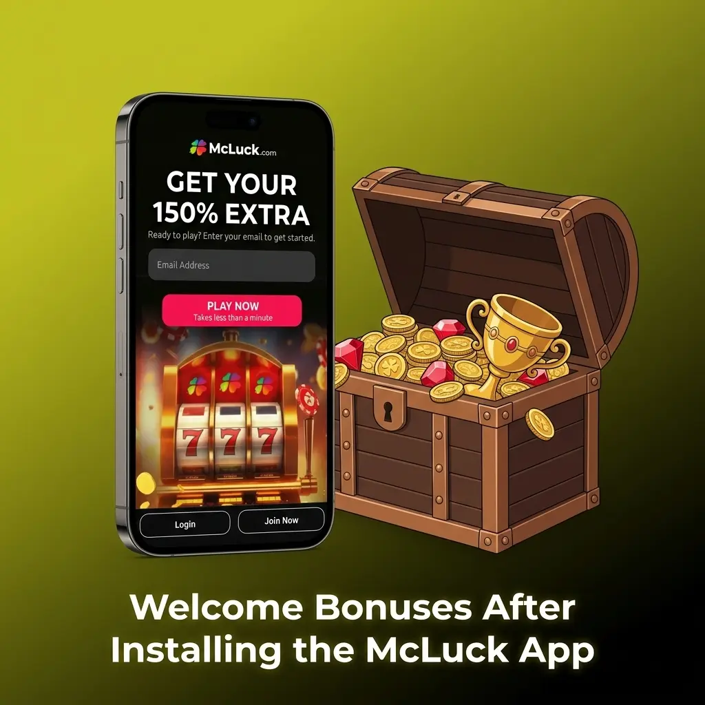McLuck iOS app welcome bonus offering GC 7,500 Gold Coins and FREE SC 2.5 Sweeps Coins for new US players